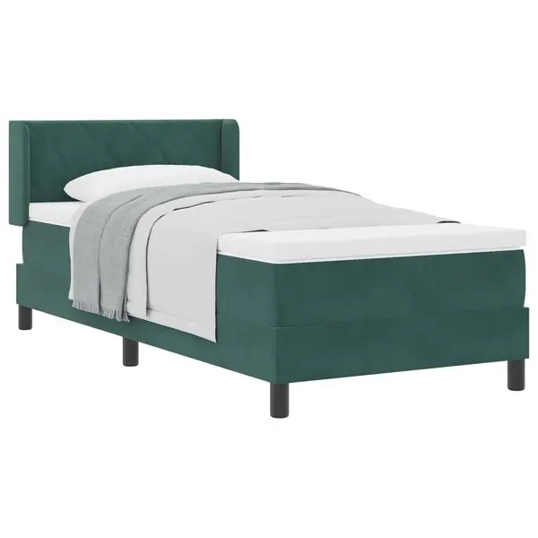 vidaXL Bäddfjäder med huvudgavel Mörkgrön 200 x 90 cm Sammet Fynd