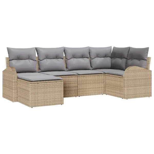 vidaXL Trädgårdsoffset 6 pcs Beige konstrotting Begränsat antal