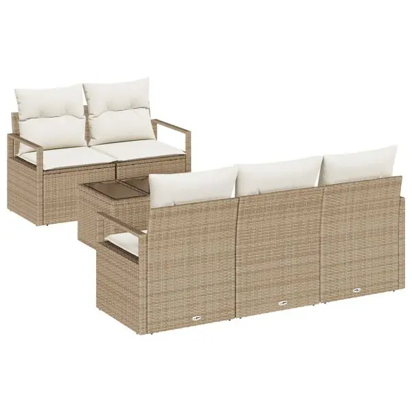 Nyhet vidaXL Trädgårdsoffset 6 pcs Beige och gräddfärgad konstrotting
