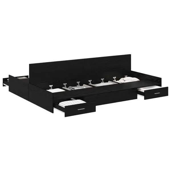 vidaXL Förvaringssängram Svart Ek 160 x 200 cm Konstruerat trä Köp nu