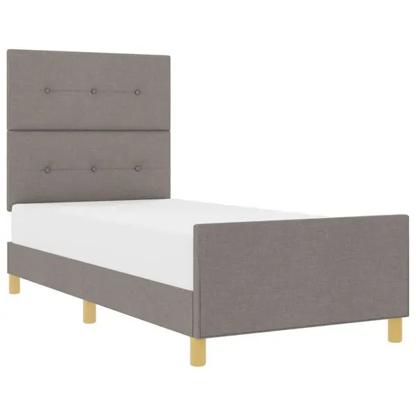 Sista chansen vidaXL Sängram med huvudgavel Taupe 90 x 190 cm tyg
