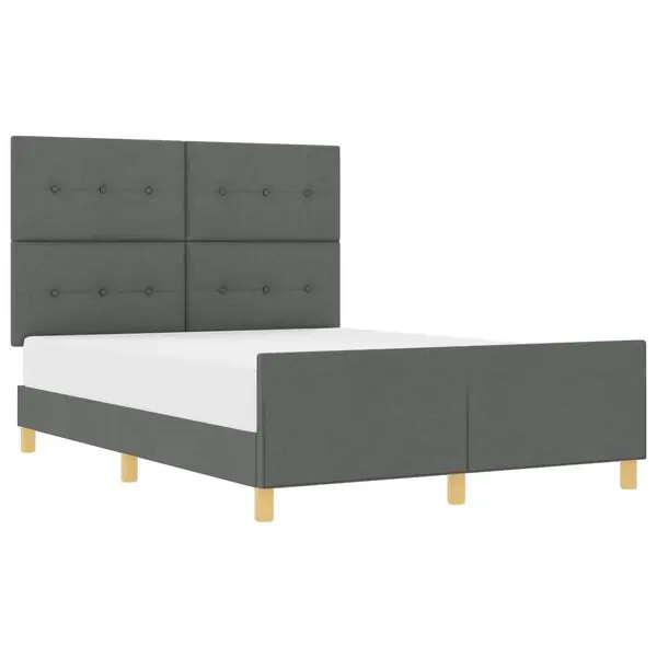 vidaXL Sängram med huvudgavel Mörkgrå 140 x 190 cm tyg Rabatt