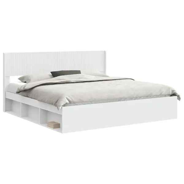 Rea vidaXL Sängram med förvaring och huvudgavel Vit 200 x 200 cm