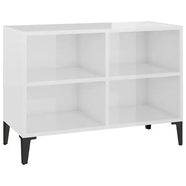 Fynd vidaXL TV-bänk med metallben vit högglans 69,5x30x50 cm