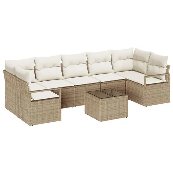 Rabatt vidaXL Soffset 8 pcs Beige och gräddfärgad konstrotting