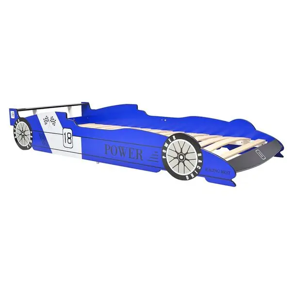 Trygg betalning vidaXL Barnsäng racerbil 90x200 cm blå