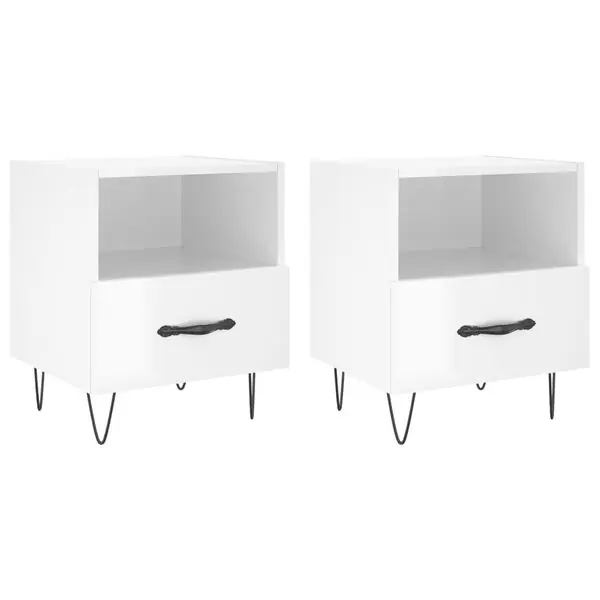 vidaXL Sängbord 2 st vit högglans 40x35x47,5 cm konstruerat trä Populär