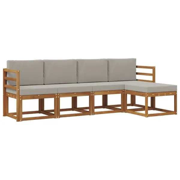 vidaXL Utomhussoffset 5 pcs Naturlig och Ljus Grå Massivt Akaciaträ Sista chansen