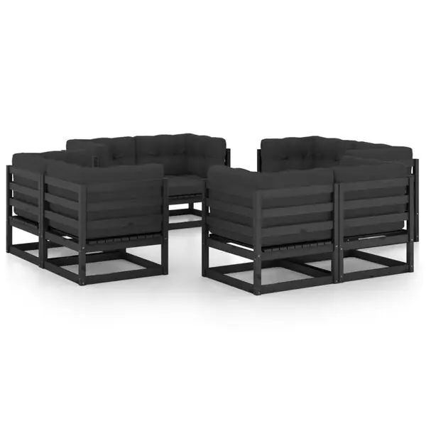 Billigare vidaXL Loungegrupp med dynor 8 delar massiv furu
