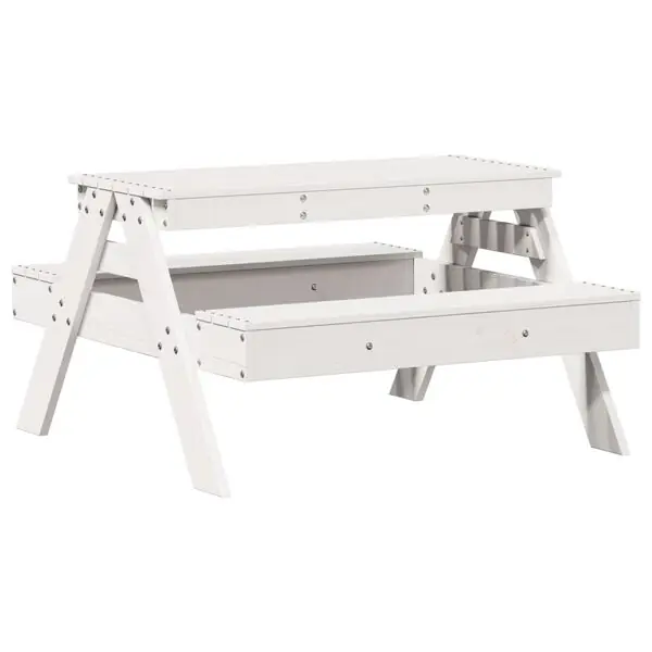 Nedsatt pris vidaXL Picknickbord för barn vit 88x97x52 cm massiv furu