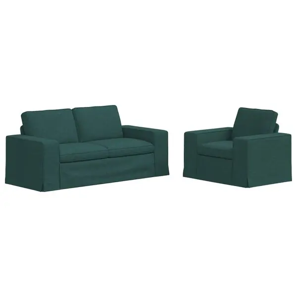Erbjudandepris vidaXL Soffset 2 pcs Mörkgrön 182 x 80 x 82 cm tyg