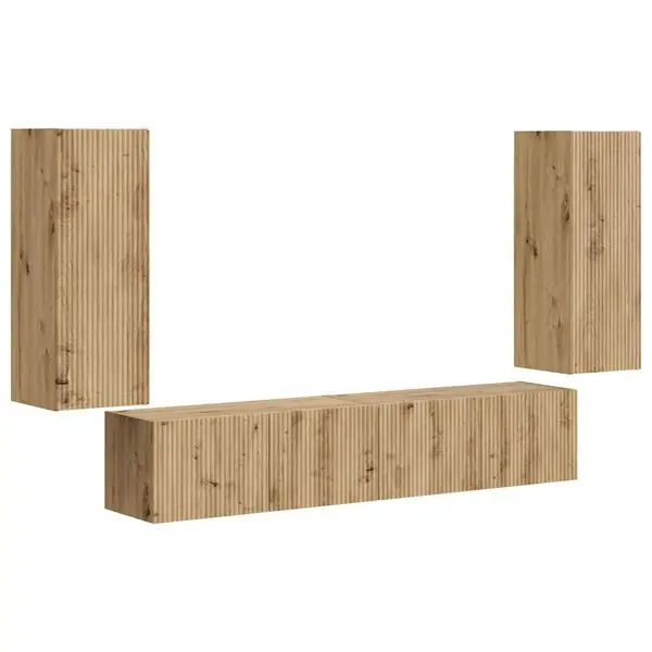 Rabatter vidaXL TV väggskåp set Väggmonterad 4 pcs Artisan Ek Konstruerat trä