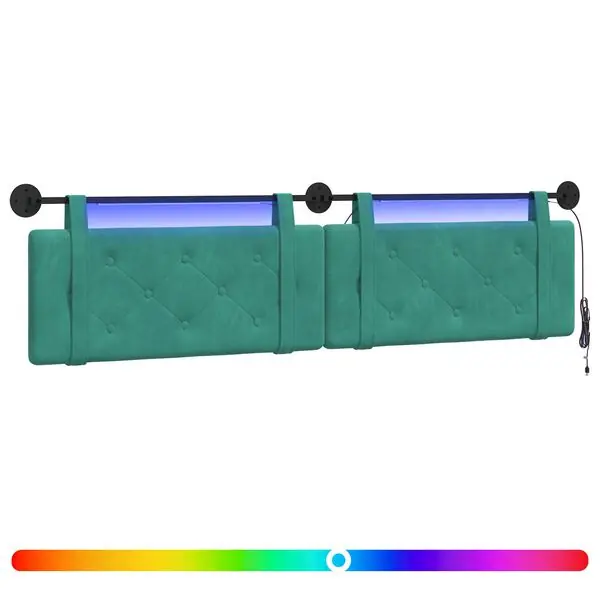 Begränsad tid vidaXL Hängande sänggavel Med LED-lampa Turkos Sammet