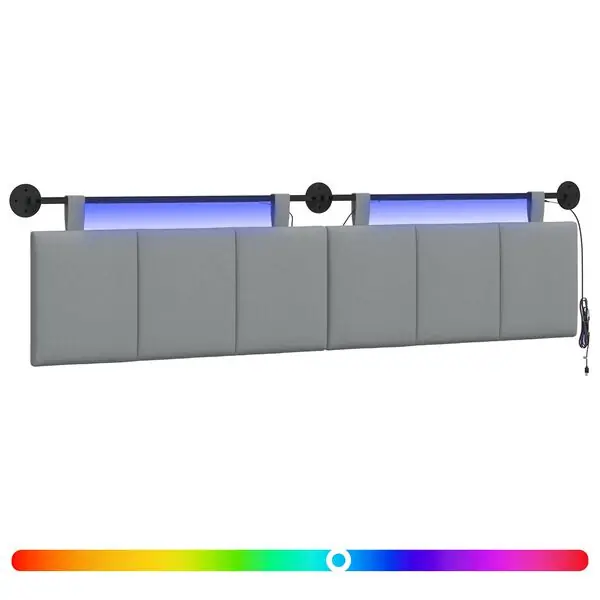 vidaXL Hängande sänggavel Med LED-lampa Ljusgrå Tyg Kundfavorit