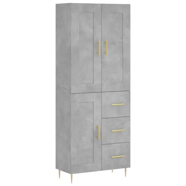vidaXL Högskåp betonggrå 69,5x34x180 cm konstruerat trä Premium