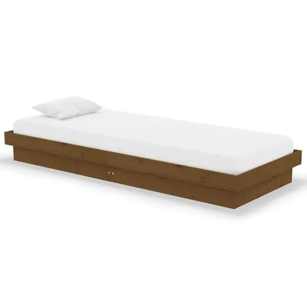 Endast denna vecka vidaXL Sängram honungsbrun massiv furu 75x190 cm