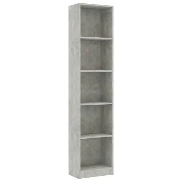 vidaXL Bokhylla 5 hyllor betonggrå 40x24x175 cm konstruerat trä Rabatt