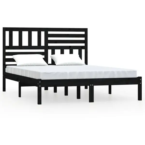 Handla nu vidaXL Sängram svart massiv furu 140x190 cm