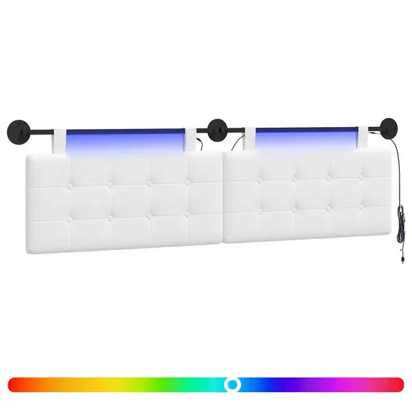 vidaXL Hängande sänggavel Med LED-lampa Vit Tyg Rea