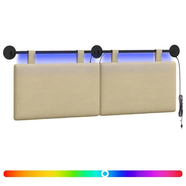 Beställ idag vidaXL Hängande sänggavel Med LED-lampa Ljust gröngrå Kordread tyg
