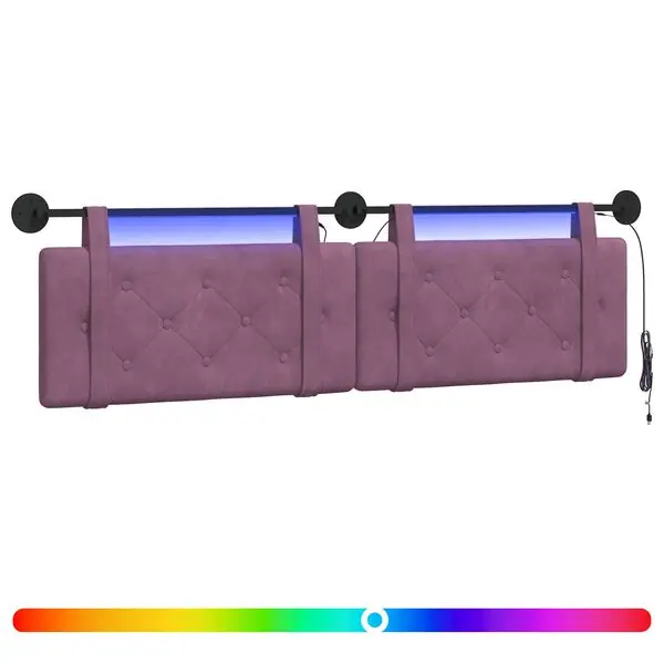 vidaXL Hängande sänggavel Med LED-lampa Lila Sammet Beställ idag
