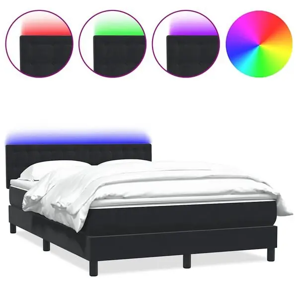 vidaXL Resårsäng med madrass och LED svart 160x210 cm sammet Kundfavorit