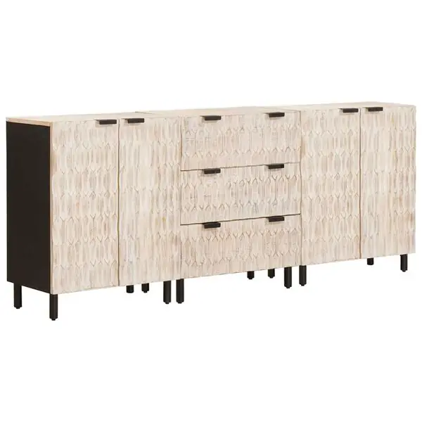 vidaXL Sideboard 3 pcs Vit Tvätt Finish 180 x 33 x 75 cm Begränsat erbjudande