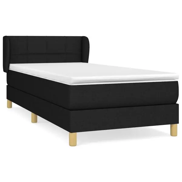 Billigare vidaXL Ramsäng med madrass svart 80x200 cm tyg