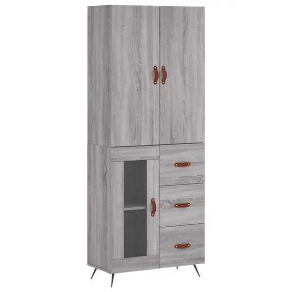 Expressleverans vidaXL Högskåp Grå Sonoma 69,5x34x180 cm konstruerat trä