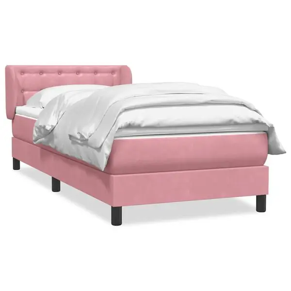 Sista chansen vidaXL Resårsäng med madrass rosa 90x220 cm sammet