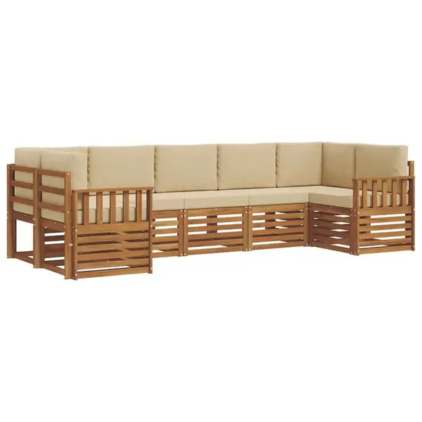 vidaXL Sektionsoffgrupp med kudde 7 pcs Naturlig och Beige Outlet
