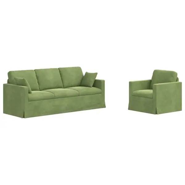 Säker betalning vidaXL Soffset 2 pcs Ljusgrön 198 x 78 x 80 cm Sammet
