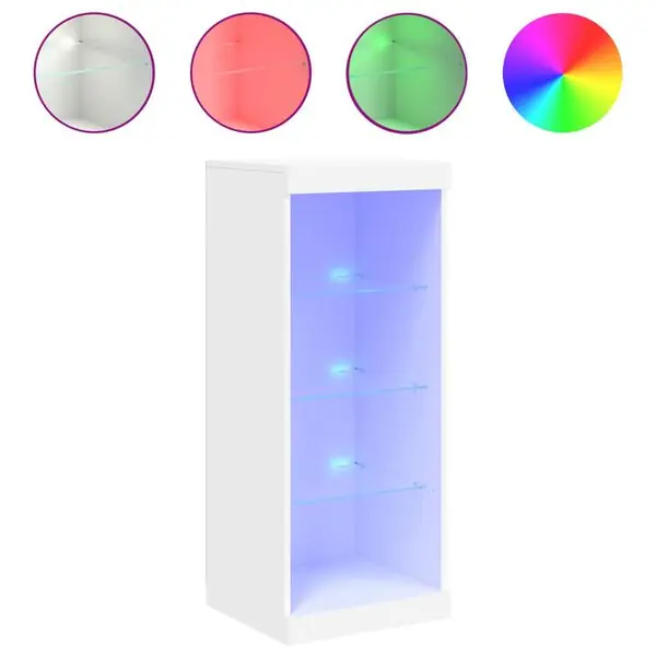 Erbjudande vidaXL Skänk med LED-belysning vit 41x37x100 cm