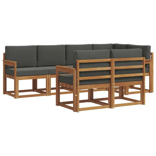 Endast denna vecka vidaXL Utomhussoffset med kudde 7 pcs Naturlig och Antracit