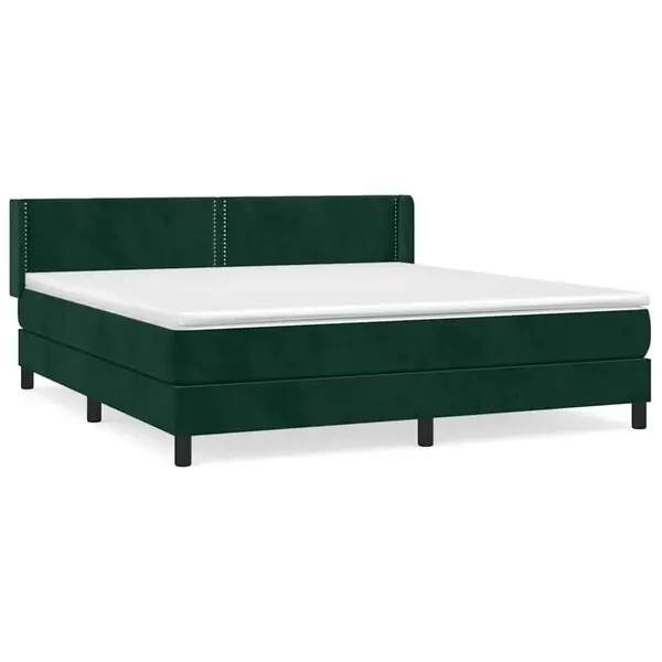 Begränsat antal vidaXL Ramsäng med madrass mörkgrön 180x200 cm sammet