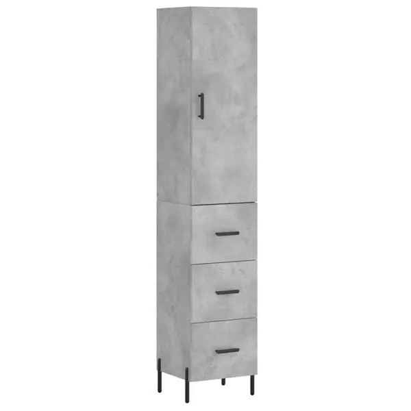 vidaXL Högskåp betonggrå 34,5x34x180 cm konstruerat trä Handla nu