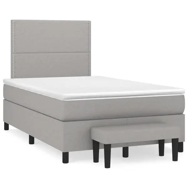 vidaXL Ramsäng med madrass ljusgrå 120x200 cm tyg Lågt pris
