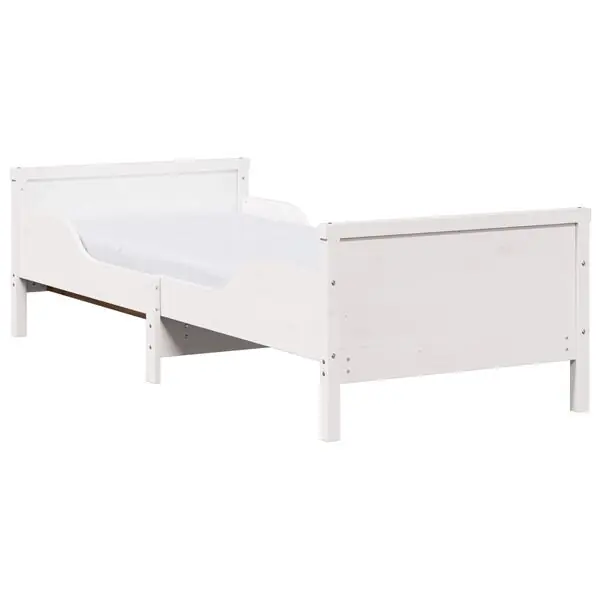 vidaXL Sängram med madrass med huvudgavel Vit 80 x 200 cm Massiv furu Begränsat antal