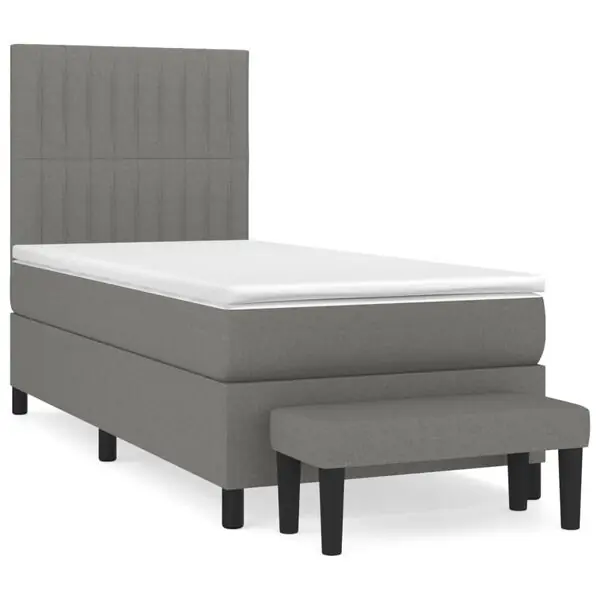 Extra rabatt vidaXL Ramsäng med madrass mörkgrå 100x200 cm tyg
