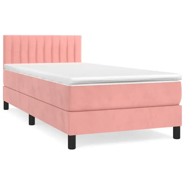 risnedsättning vidaXL Ramsäng med madrass rosa 90x190 cm sammet