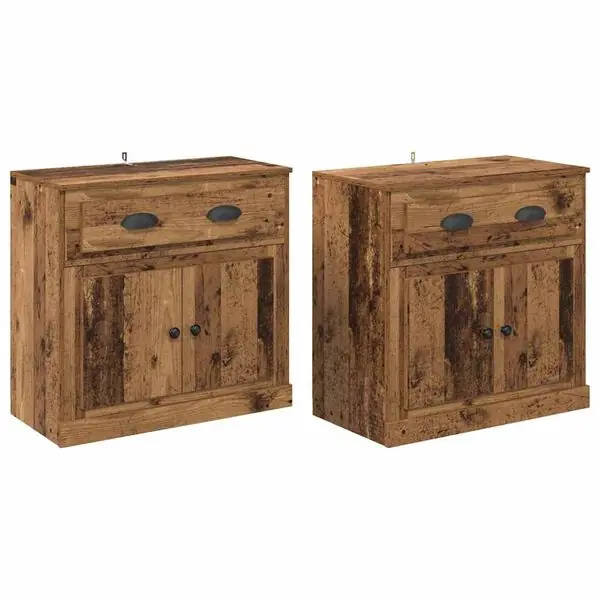 vidaXL Skåp 2 pcs Gammalt trä 70 x 35,5 x 67,5 cm Konstruerat trä Sänkt pris