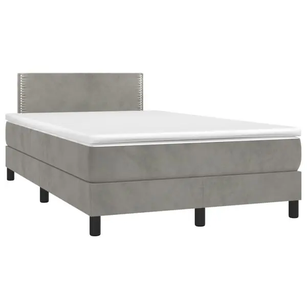 vidaXL Ramsäng med madrass ljusgrå 120x190 cm sammet Populärt val
