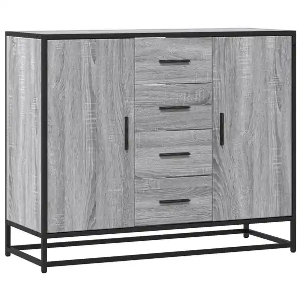 Nedsatt pris vidaXL Skänk grå sonoma-ek 92x35x76 cm konstruerat trä