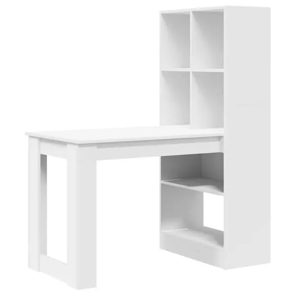 Sista chansen vidaXL Skrivbord med hylla Vit 122 x 67 x 145 cm Konstruerat trä