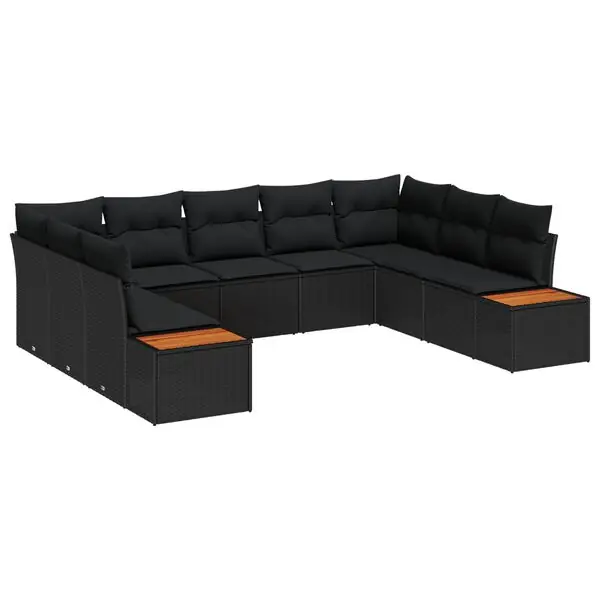 Snabb frakt vidaXL Trädgårdsoffset med kudde med lagring 5 pcs Svart Polyrattan