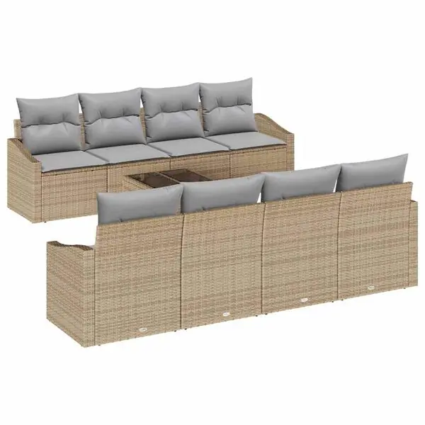 vidaXL Soffset med kudde med lagring 7 pcs Beige och Grå konstrotting Köp online