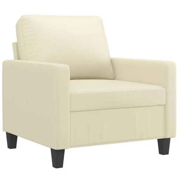 vidaXL Fåtölj Gräddvit 60 cm konstläder Premium