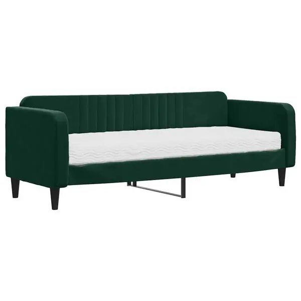 Rabatter vidaXL Dagbädd med madrass mörkgrön 80x200 cm sammet