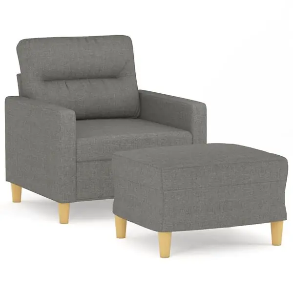 Fynd vidaXL Fåtölj med fotpall mörkgrå 60 cm tyg