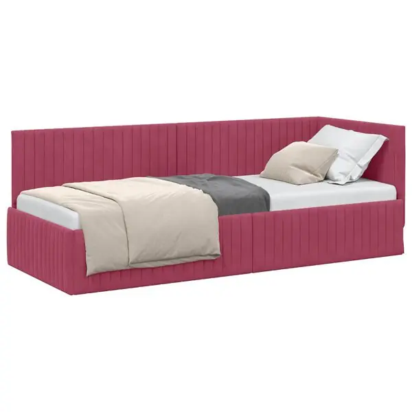 vidaXL Hörn Sängram med huvudgavel Vinröd 80 cm x 200 cm Sammet Populärt val
